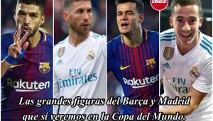 A menos de un mes para que arranque la Copa del Mundo, te presentamos la lista de las figuras del Barcelona y Real Madrid que sí estarán en el Mundial de Rusia 2018.