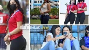 Las bellas mujeres hondureñas dicen presente en el estadio Olímpico para apoyar a la Bicolor ante Jamaica. FOTOS: Neptali Romero, Yoseph Amaya, Moisés Valenzuela.