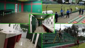 El estadio Yankerl Rosenthal está teniendo unos arreglos antes de que el Marathón se mide ante el Real España por la Jornada 5 del torneo Clausura de la Liga Nacional de Honduras.