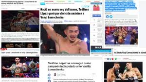 El hondureño Teófimo López se convirtió en el nuevo campeón unificado de peso ligero tras vencer a Vasyl Lomachenko en Las Vegas. Esto dice la prensa de su histórico triunfo.