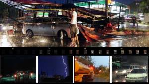 Una fuerte tormenta en San Pedro Sula provocó el caos en toda la ciudad: Accidentes, calles inundadas, vehículos quedados y árboles caídos además de un fuerte tráfico.