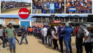 Motagua desató la locura en Danlí. Una gran cantidad de aficionados del Ciclón se dieron cita al estadio Marcelo Tinoco apoyarlo en el juego ante Real de Minas. Fotos Ronald Aceituno
