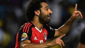 Mohamed Salah celebrando un gol con la Selección de Egipto, con la que jugará el Mundial de Rusia 2018.