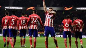 Saúl celebrando su gol en el triunfo del Atlético de Madrid.