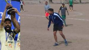 Oribe fue captado en una cancha de tierra jugando un partido amistoso con aficionados.