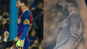 La celebración de Messi fue plasmada en la piel de un aficionado.