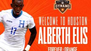 Así anunció este martes el Houston Dynamo de la MLS el fichaje del delantero hondureño Alberth Elis quien firmará contrato por un año. Foto cortesía