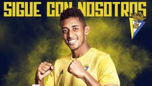 El hondureño Antony 'Choco' Lozano, firmado por el Cádiz hasta el 2023.