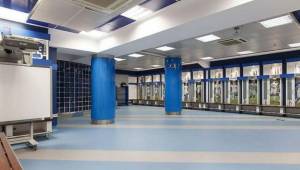 El camerino del Real Madrid en el Bernabéu.