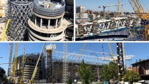 Sin techo y con el flamante “césped retractil”, así luce el Santiago Bernabéu del Real Madrid que continúa con sus obras de remodelación.
