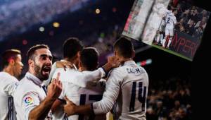 El lateral del Real Madrid Dani Carvajal festejó el gol de Sergio Ramos con un gesto obsceno y las cámaras lo captaron. Foto Agencias