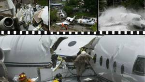 Seis estadounidenses resultaron lesionados este martes, al accidentarse un avión mientras aterrizaba en el aeropuerto de la capital hondureña. FOTOS: AFP.