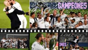 Te dejamos las imágenes del festejo del Real Madrid luego de quedarse con el título de la Liga Española a falta de una jornada. Florentino Pérez se sumó a la locura de su plantilla.