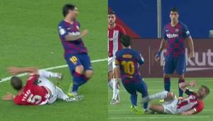 Jugada del pisotón de Lionel Messi ante el defensor de Bilbao.