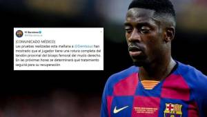 El FC Barcelona pierde prácticamente a Dembelé por lo que resta de la temporada en España.