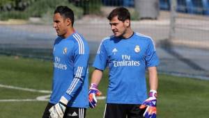 Keylor Navas e Iker Casillas durante su pasaje en el Real Madrid.
