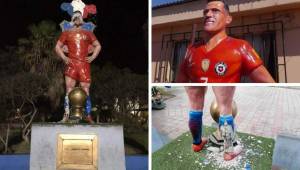 Tras lo que sucedió con la estatua de Zlatan Ibrahimovic en Suecia, ahora destruyeron la de Aléxis Sánchez en su pueblo, Tocopilla, lo dejaron hasta sin rostro. FOTOS.