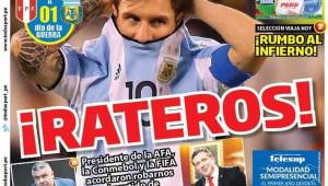 La portada del diario 'Todo Sport' acusa a Argentina de ladrones.