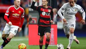 Wayne Rooney, Chicharito Hernández y Luka Modric.