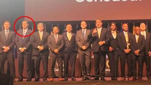 Jorge Salomón con los integrantes del Comité de Concacaf presidido por Víctor Montagliani. En el congreso estuvo Gianni Infantino, presidente de Fifa.
