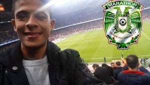 El catracho Cristian Cálix en el estadio Camp Nou observando los partidos del Barcelona en la pasada jornada de la liga española. Foto cortesía Facebook