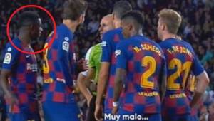 Dembélé se fue expulsado por arremeter contra el árbitro Mateu Lahoz.