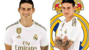James Rodríguez luce la nueva indumentaria del Real Madrid en la página oficial del club.