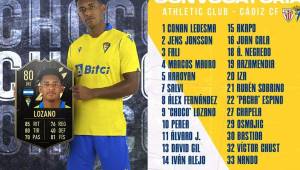 El delantero hondureño Antony 'Choco' Lozano fue convocado para el partido de este viernes donde Cádiz se enfrentará al Athlétic de Bilbao.