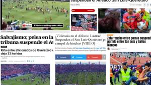 El 'Clásico del Centro', que se disputó en la jornada 14 de la Liga MX, se suspendió debido al enfrentamientos entre barras y la invasión de los aficionados al campo. Esta fue la reacción de algunos medios internacionales.