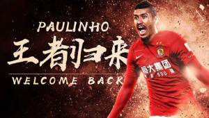 El Guangzhou Evergrande hizo oficial la llegada de Paulinho a través de sus redes sociales.