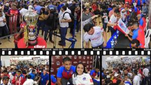 Algarabía, risas y mucha emoción se vivió hoy en la firma de autógrafos que brindó Olimpia, a una semana de haber conquistado el título 31 de la Liga SalvaVida. (Fotos cortesía Ronal Aceituno)