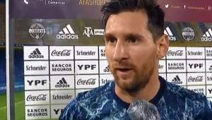 Messi atendió a los medios de cumunicación luego de vencer a la Tricolor en La Bombonera.