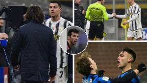 Cristiano salió molesto con Pirlo tras el partido de la Coppa Italia ante Inter de Milán. Lautaro Martínez dedicó su gol. FOTOS: AFP.