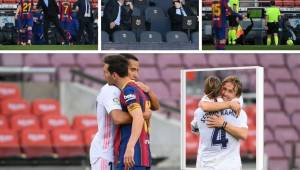 Te presentamos las mejores imágenes que dejó la victoria del Real Madrid 1-3 sobre el Barcelona en un Camp Nou que no contó con la presencia de aficionados.