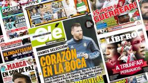 En España Gerard Piqué acaparó las primeras planas. Argentina y Perú calientan la previa del choque. Revisá las principales portadas de los diarios deportivos del planeta.