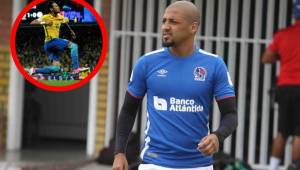 Leandro luciendo la camiseta de entrenamiento del Olimpia la mañana de este martes en Amarateca.