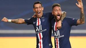 Ángel Di María y Neymar en uno de sus encuentros con el PSG en la Ligue 1.