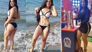 La guapa modelo disfrutó en la playa mostrando sus curvas en una candentes fotos que compartió con sus seguidores en las redes sociales.