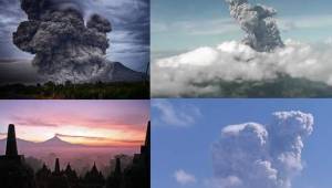 Imágenes del volcán Merapi en erupción en Indonesia.