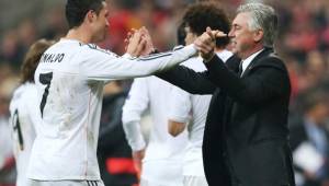 Cristiano y Ancelotti coincidieron cuando el italiano entrenó al Real Madrid.