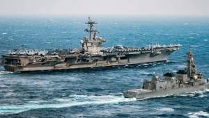 El portaviones USS Carl Vinson de Estados Unidos, se ha movilizado este sábado desde Singapur hasta las costas de la península de Corea. Foto cortesía