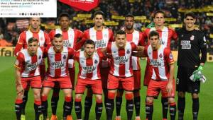 Antony Lozano, de titular en el Camp Nou. Una imagen que sin duda va a guardar en casa. FOTO: Girona FC