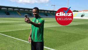 El delantero hondureño Rubilio Castillo habla tras ser anunciado como nuevo fichaje del Tondela de la primera división de Portugal. Fotos Cortesia