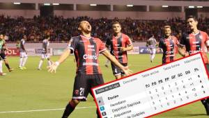 El delantero hondureño Roger Rojas mantiene con vida al Alajuelense que venció 1-0 al Herediano este miércoles en el estadio Nacional de San José. Foto cortesía CRHoy