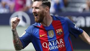 Lionel Messi celebrando una anotación con el Barcelona.