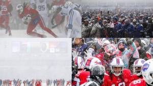 Una fuerte nevada cayó durante el partido de la NFL entre Indianapolis Colts y Buffalo Bills.