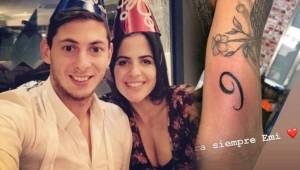 La novia de Emiliano Sala se tatuó el número 9 en dedicatoria al exfutbolista.