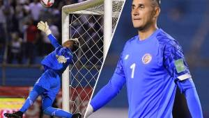 El portero Keylor Navas fue la figura de Costa Rica durante el compromiso ante Honduras y esta foto muestra en el disparo que le sacó a Kervin Arriaga.