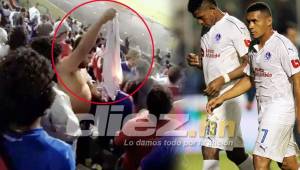 El aficionado del Olimpia quemando la camisa en el sector de populares del estadio Nacional tras la eliminación a manos del Honduras Progreso.