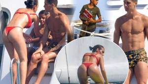 El portugués Cristiano Ronaldo disfruta sus días libres por la fecha FIFA junto a su mujer Georgina Rodríguez y su hijo mayor Cristiano Jr en la isla Saint-Tropez de Francia.